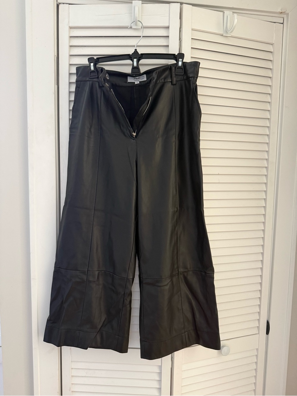 Jason Wu Black Wide-Leg Faux Leather Cropped Pants